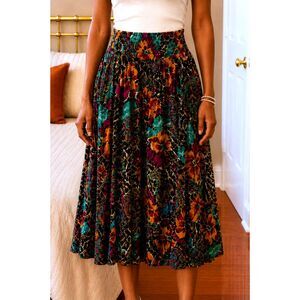 Vintage Michele Leslie California Size 6 Floral Smocked Midi Skirt Tube Dress